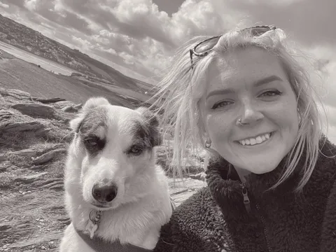 Abby and Luna selfie on coastal path